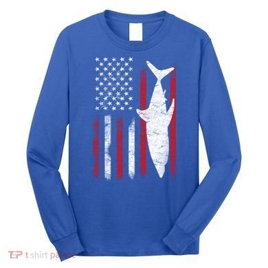 American Shark Flag Long Sleeve Shirt
