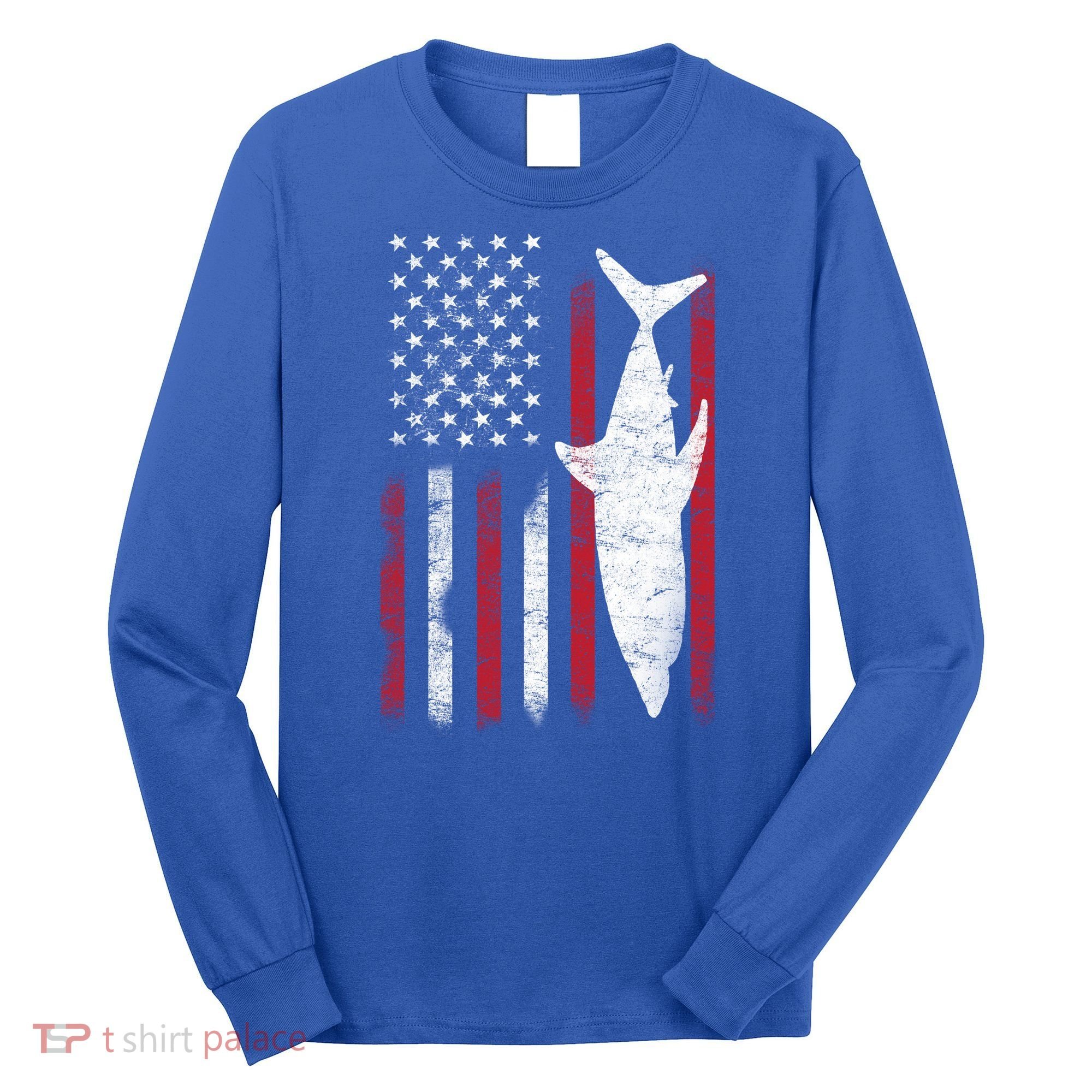 American Shark Flag Long Sleeve Shirt