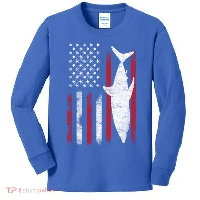 American Shark Flag Kids Long Sleeve Shirt
