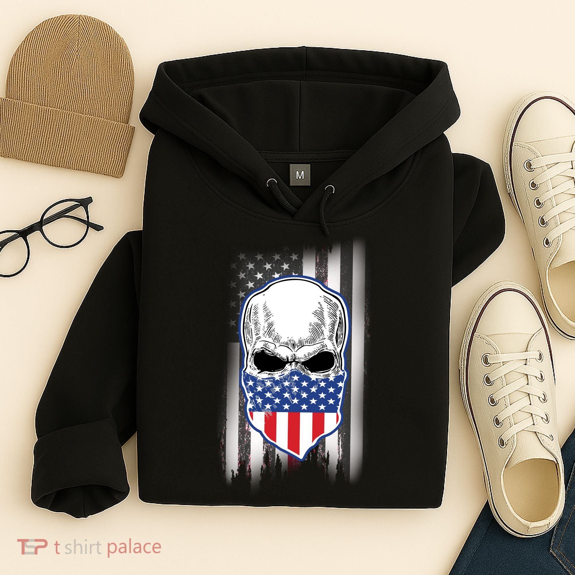 American Skull Bandana Hoodie