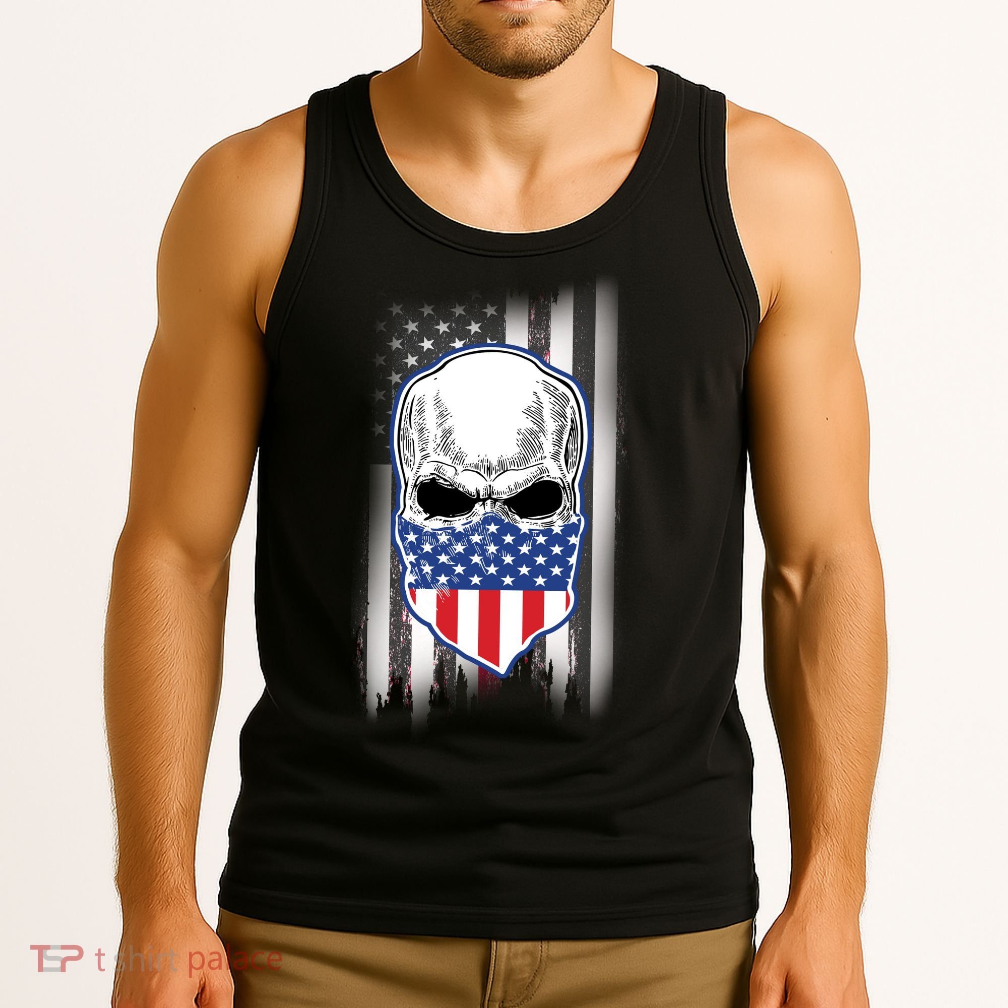 American Skull Bandana Tank Top