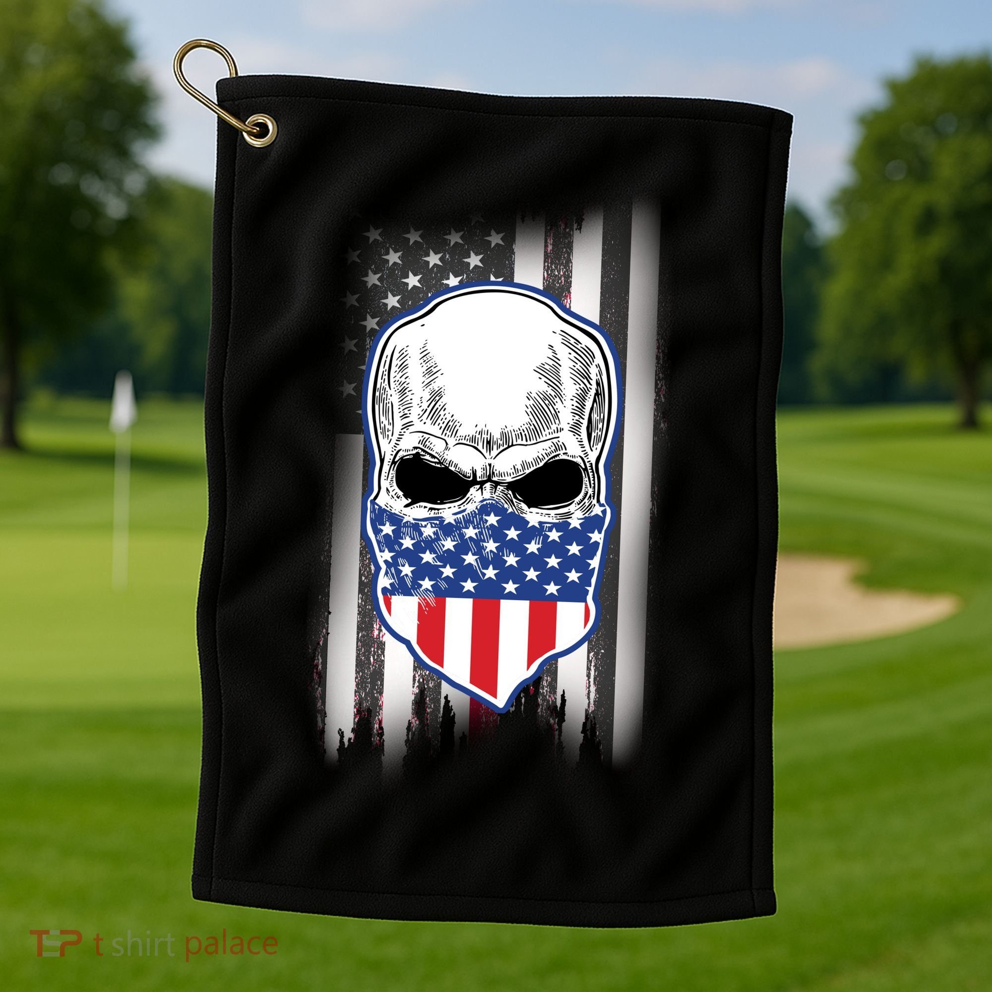 American Skull Bandana Golf Towel
