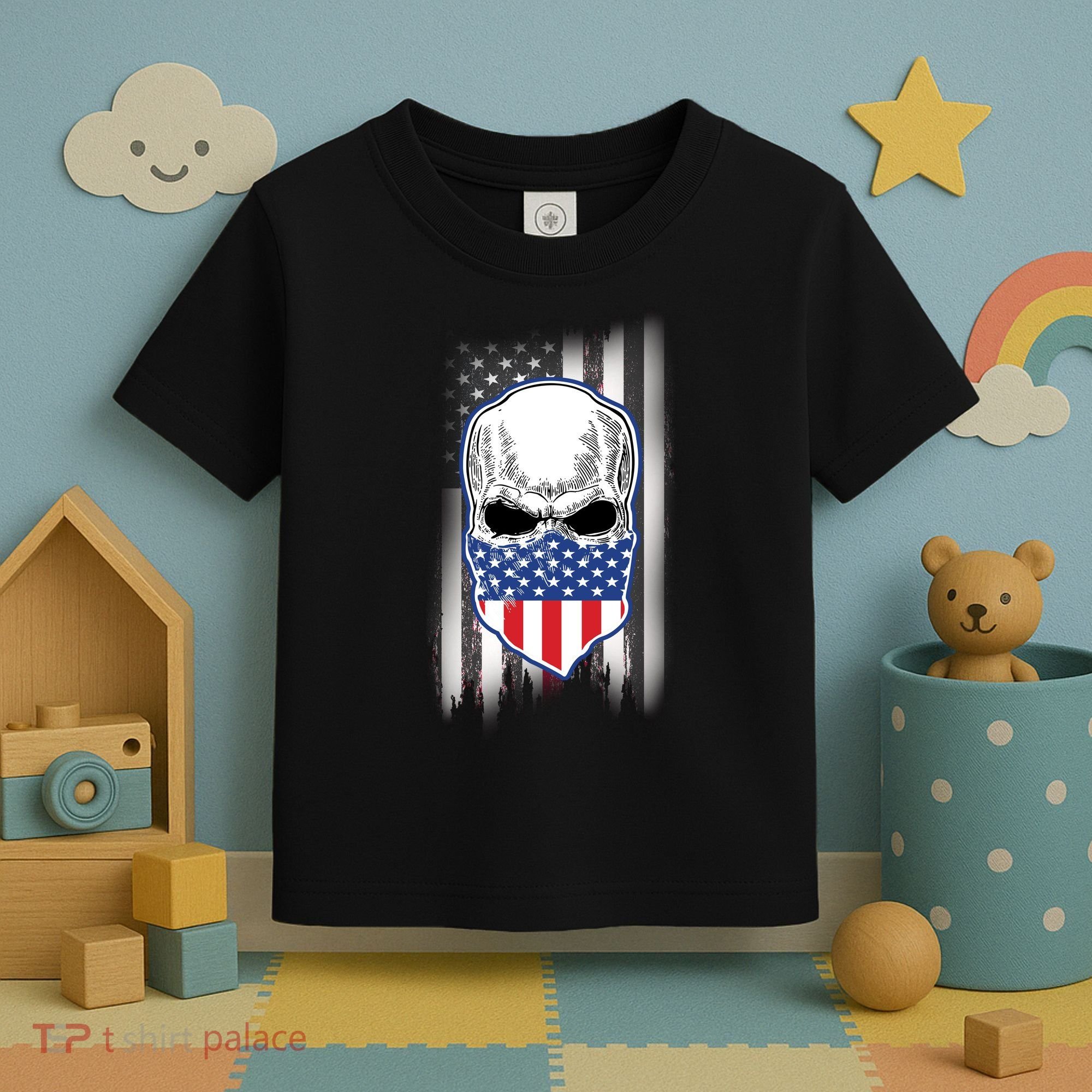 American Skull Bandana Toddler T-Shirt