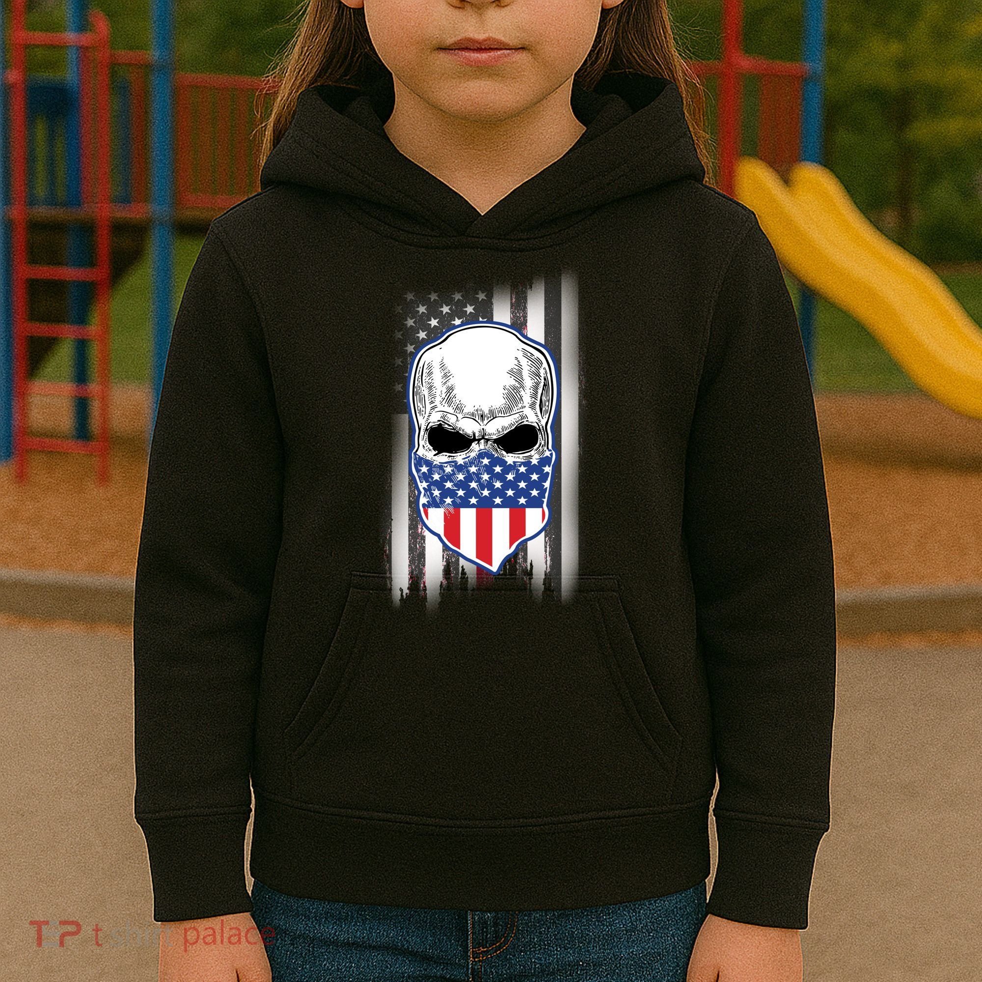 American Skull Bandana Kids Hoodie