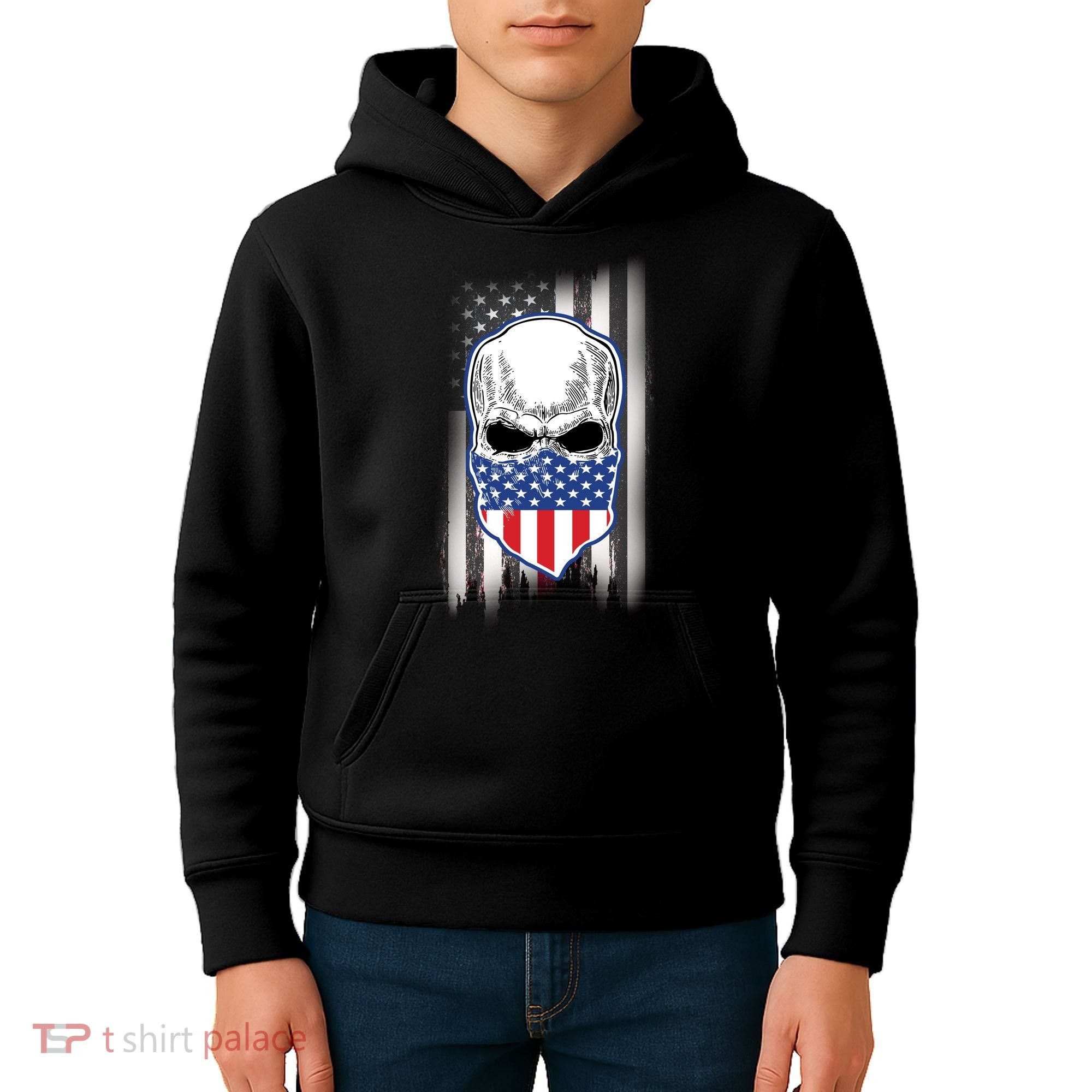 American Skull Bandana Kids Hoodie