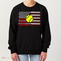 American Softball Flag Women's Sweatshirt thumb 0