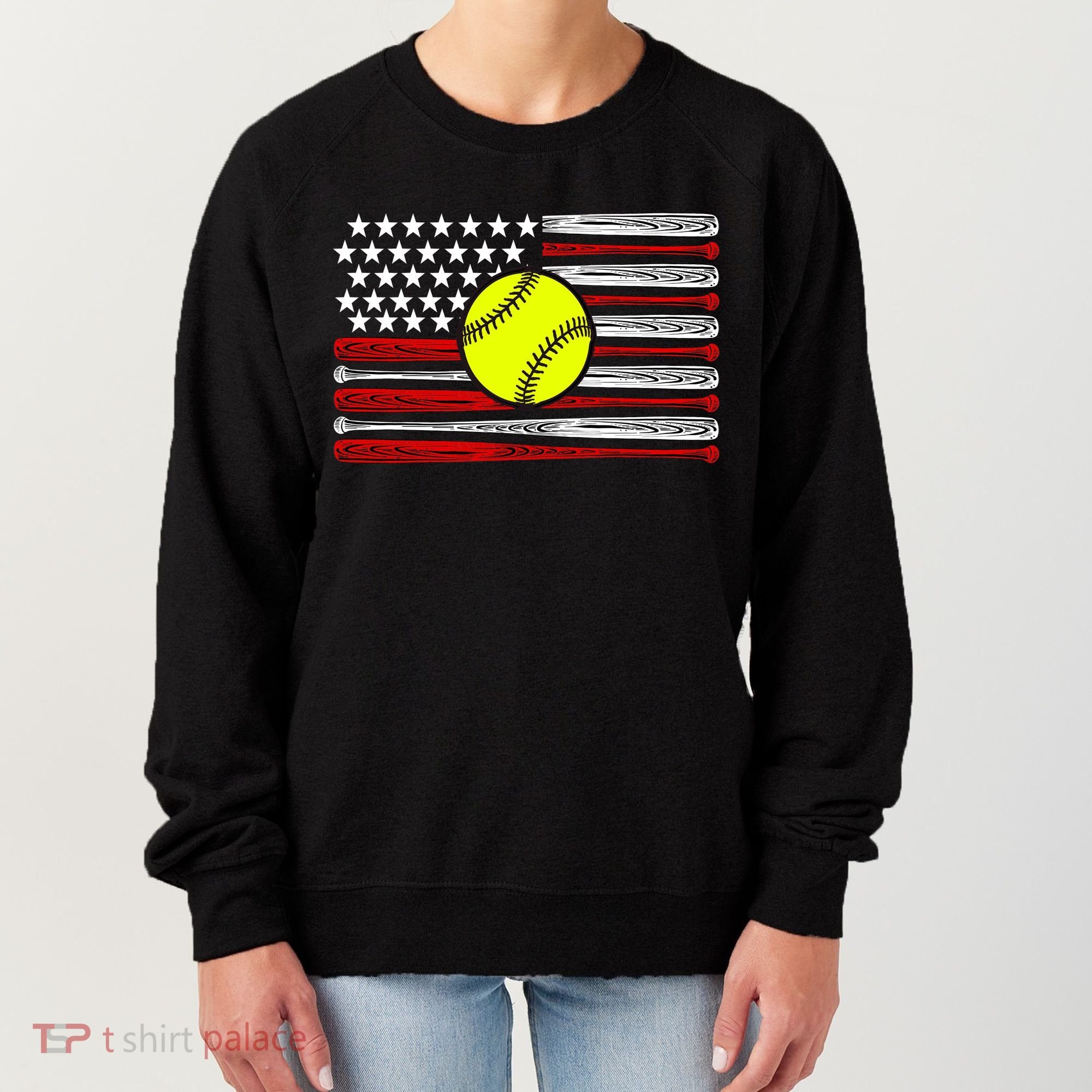 American Softball Flag Women's Sweatshirt