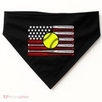 American Softball Flag USA-Made Doggie Bandana thumb 0