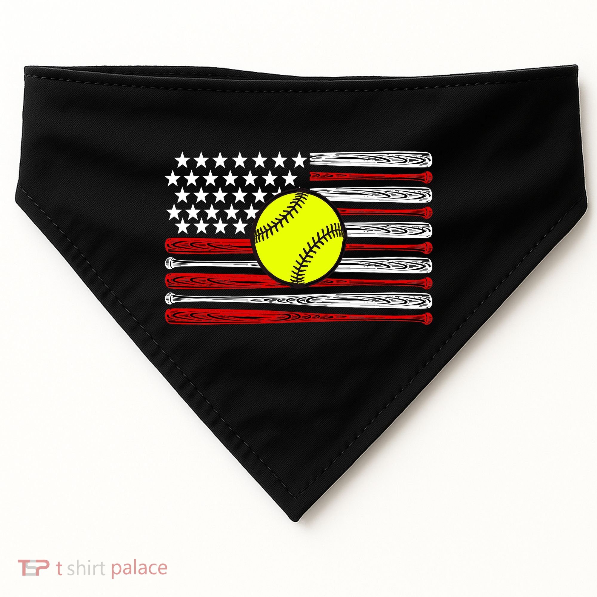 American Softball Flag USA-Made Doggie Bandana