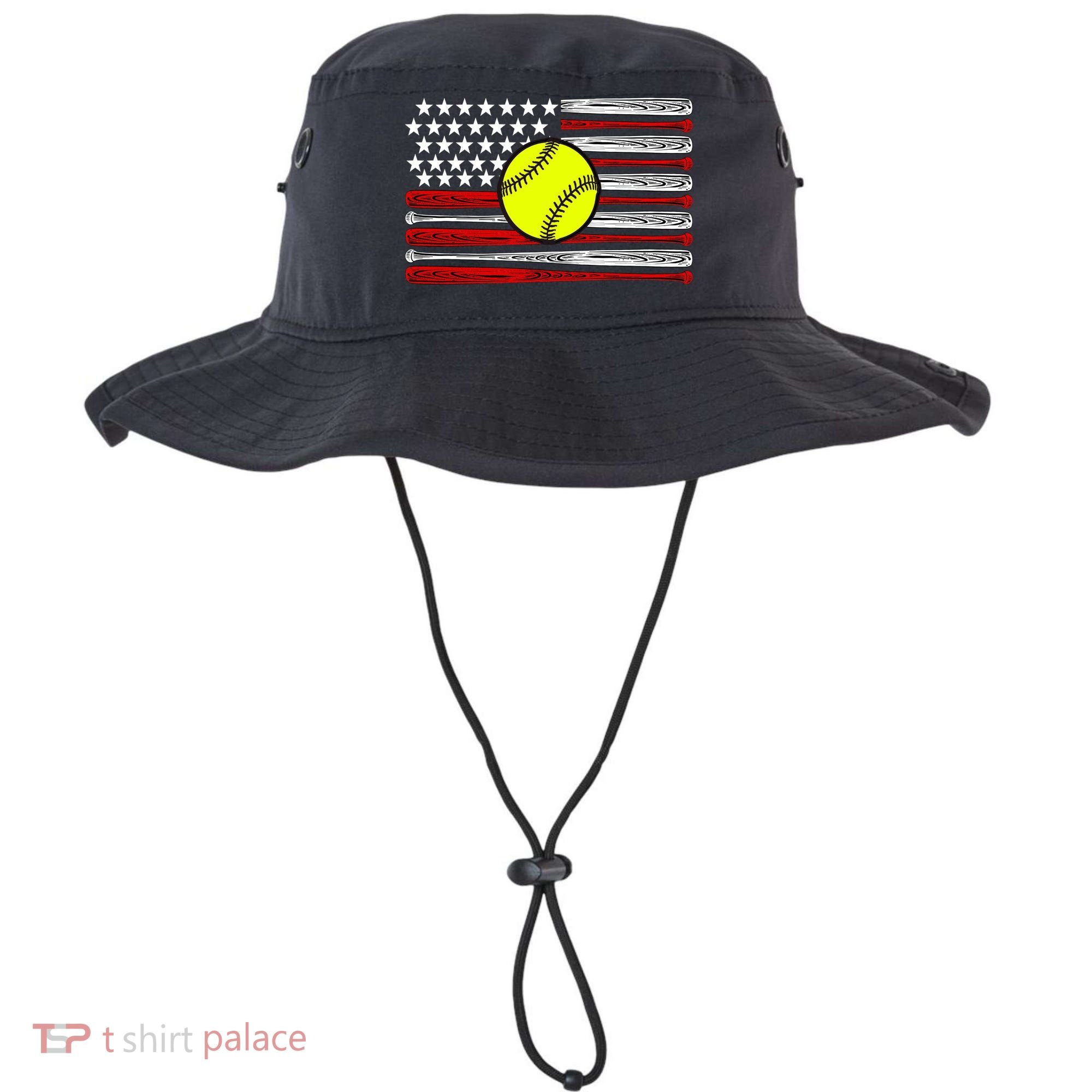 American Softball Flag Bucket Hat