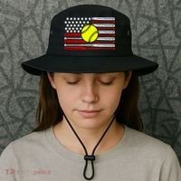 American Softball Flag Bucket Hat thumb 3