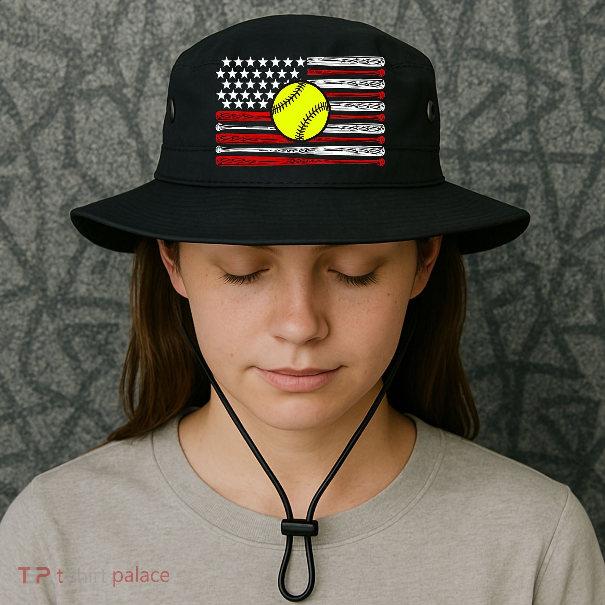 American Softball Flag Bucket Hat