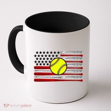 American Softball Flag Coffee Mug