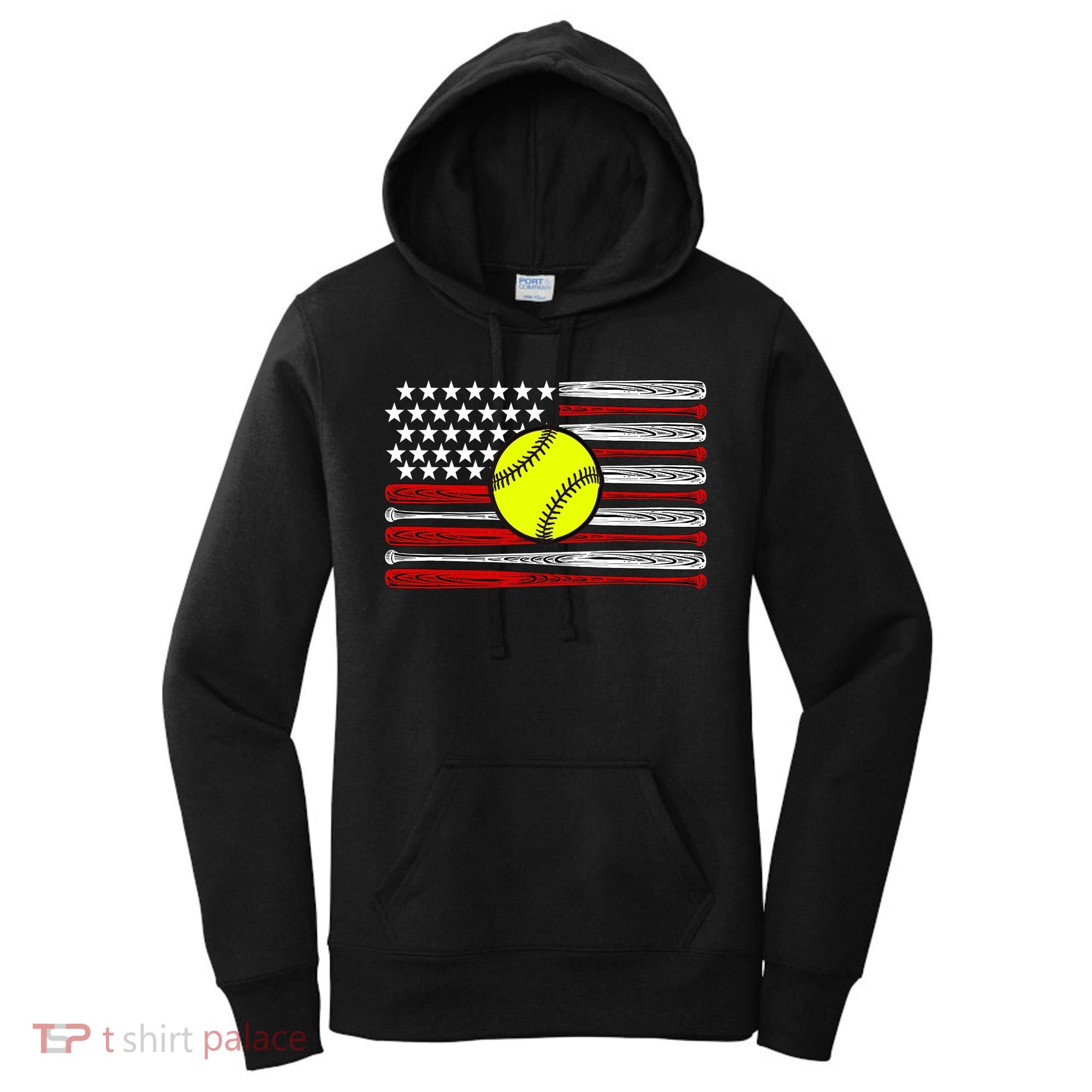 American Softball Flag Women's Hoodie