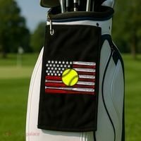 American Softball Flag Golf Towel thumb 2