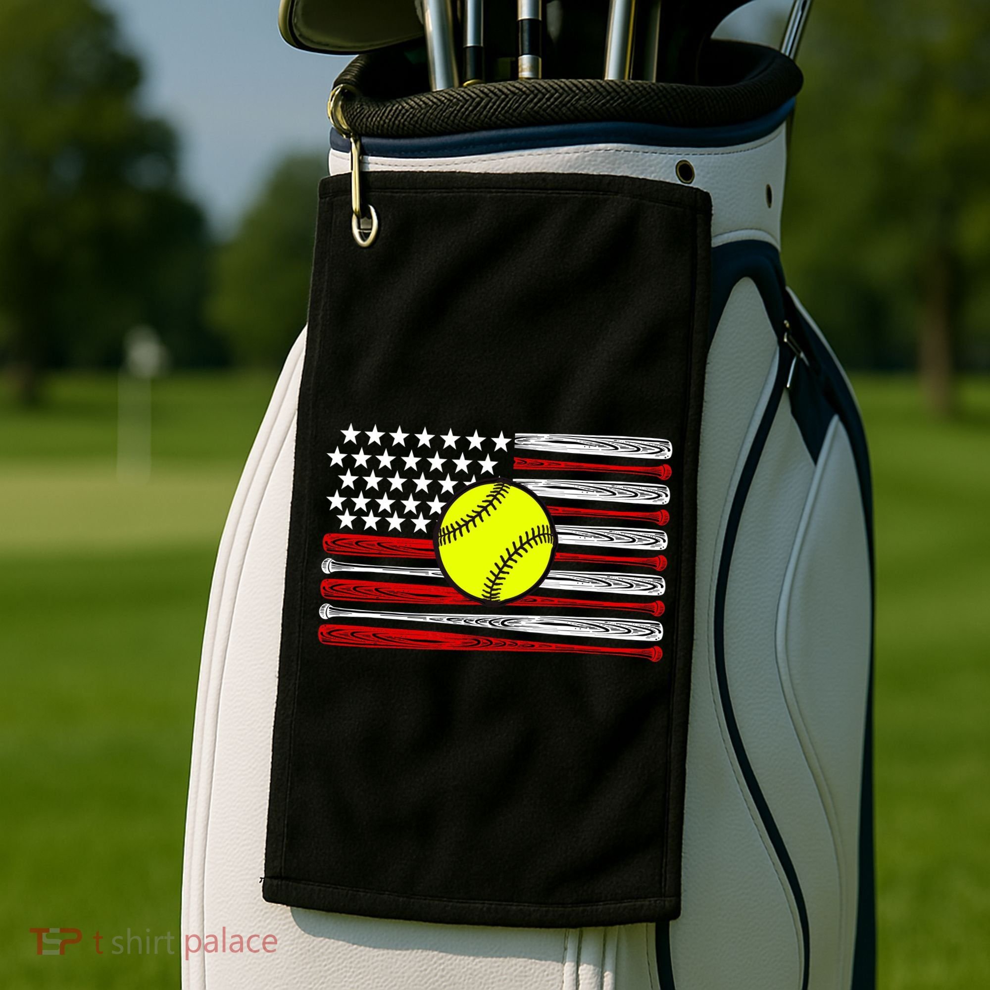 American Softball Flag Golf Towel