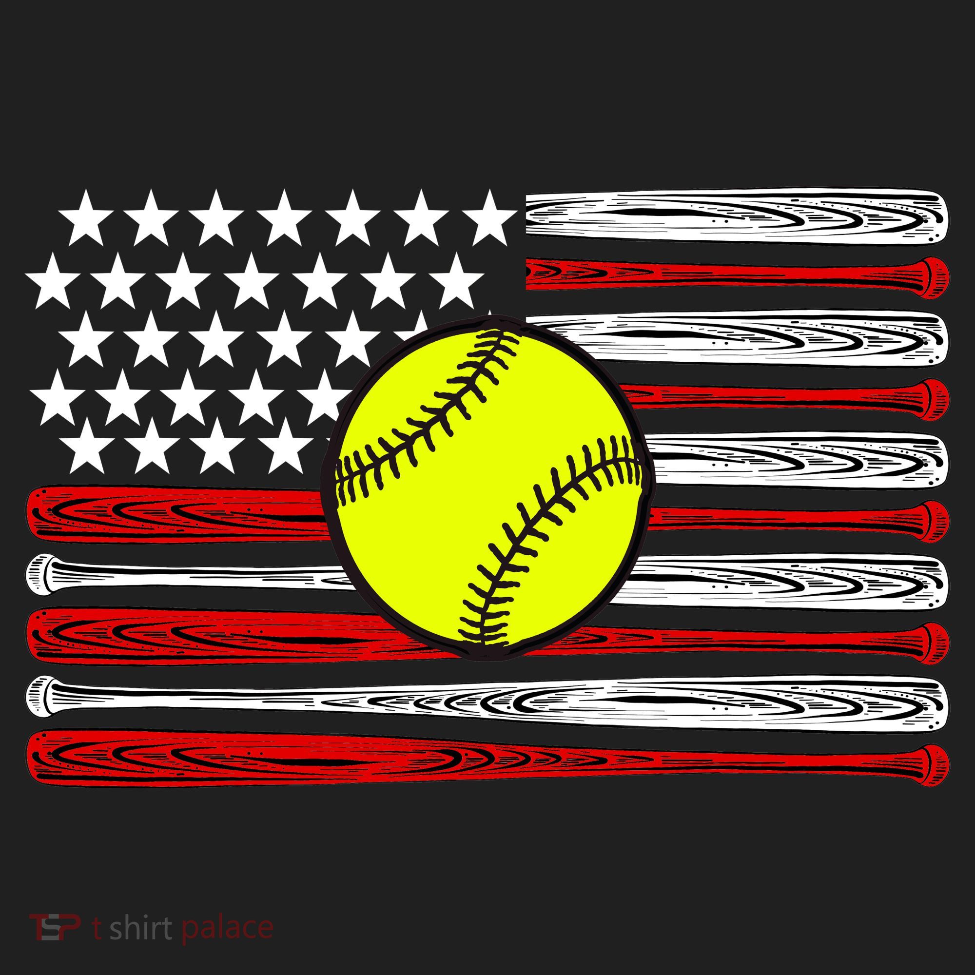 American Softball Flag Golf Towel