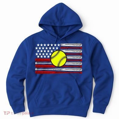 American Softball Flag Hoodie