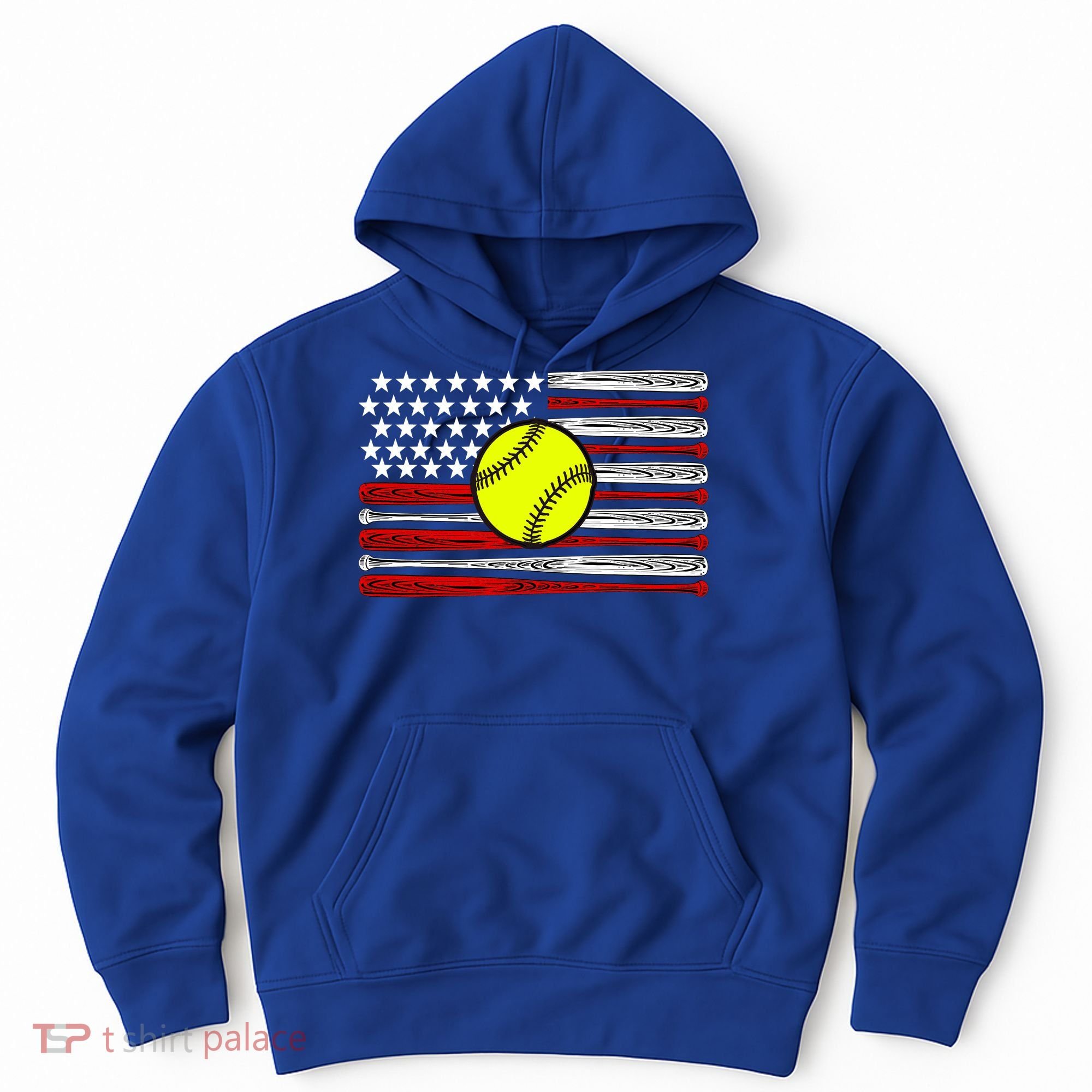 American Softball Flag Hoodie