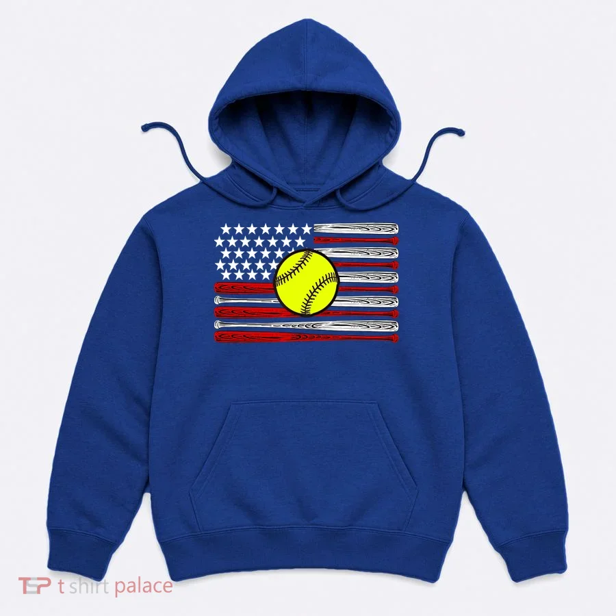 American Softball Flag Hoodie