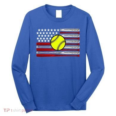 American Softball Flag Long Sleeve Shirt