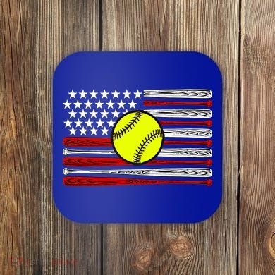 American Softball Flag Coaster