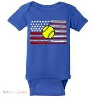 American Softball Flag Baby Bodysuit thumb 0