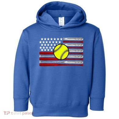American Softball Flag Toddler Hoodie