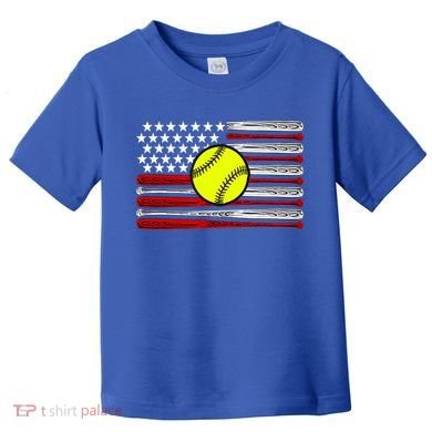 American Softball Flag Toddler T-Shirt
