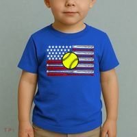 American Softball Flag Toddler T-Shirt thumb 2