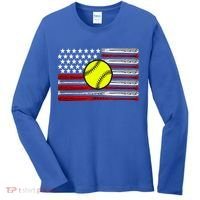 American Softball Flag Women's Long Sleeve Shirt thumb 0