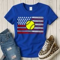 American Softball Flag Women's T-Shirt thumb 3