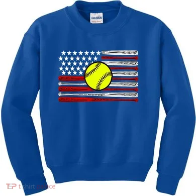 American Softball Flag Kids Sweatshirt
