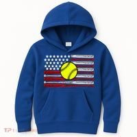 American Softball Flag Kids Hoodie thumb 0
