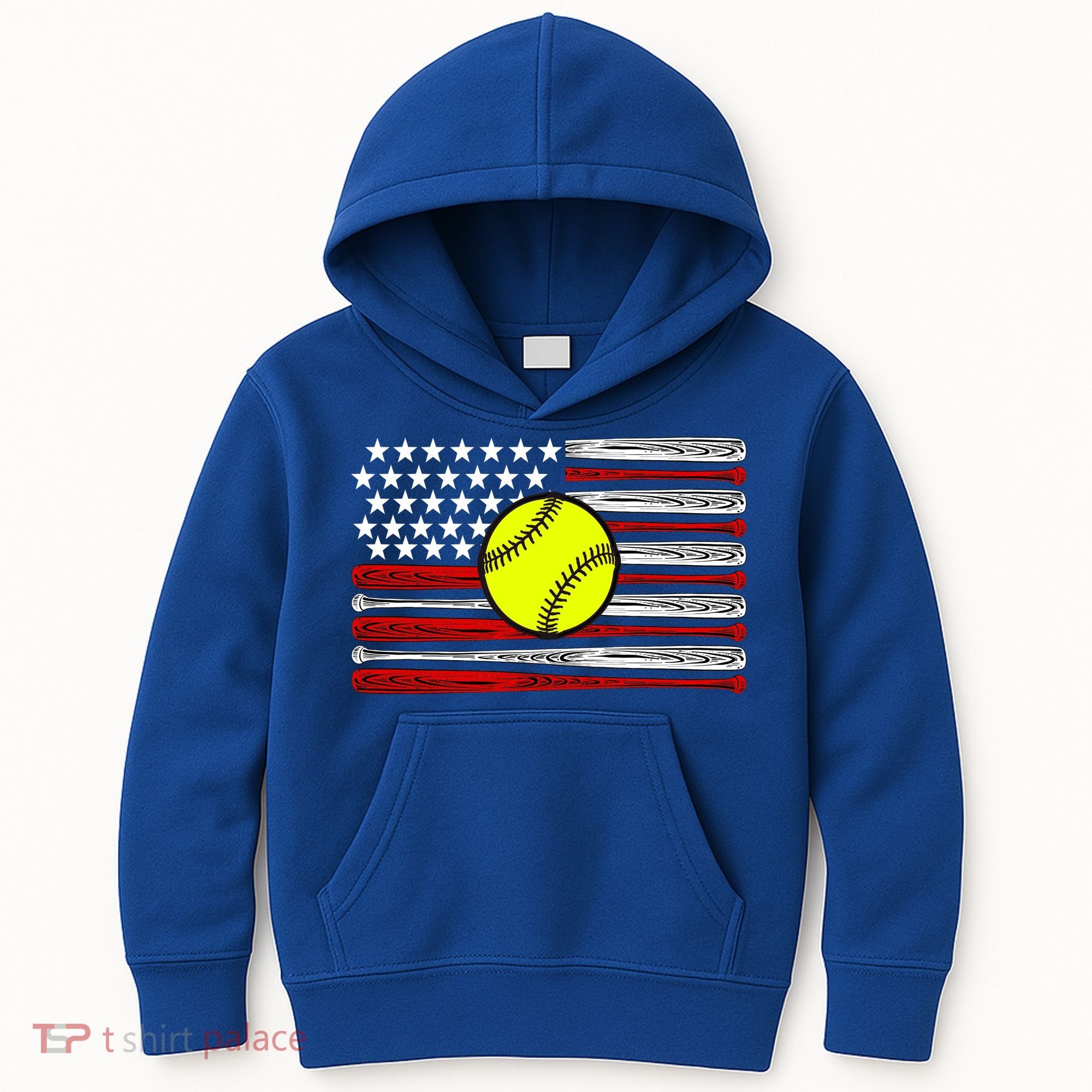 American Softball Flag Kids Hoodie