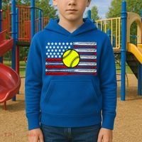 American Softball Flag Kids Hoodie thumb 2