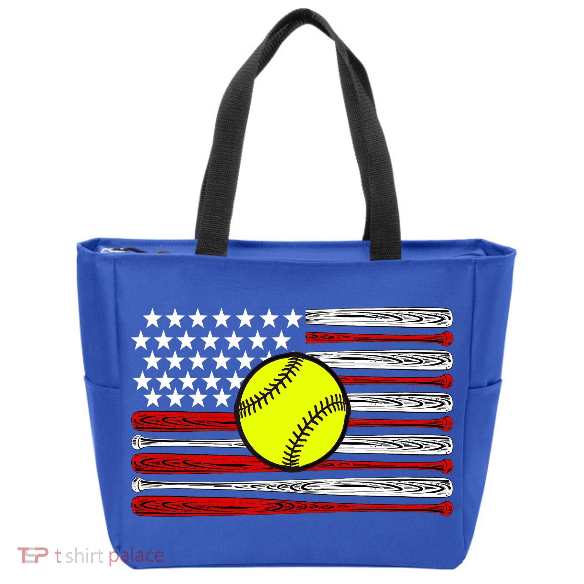American Softball Flag Tote Bag