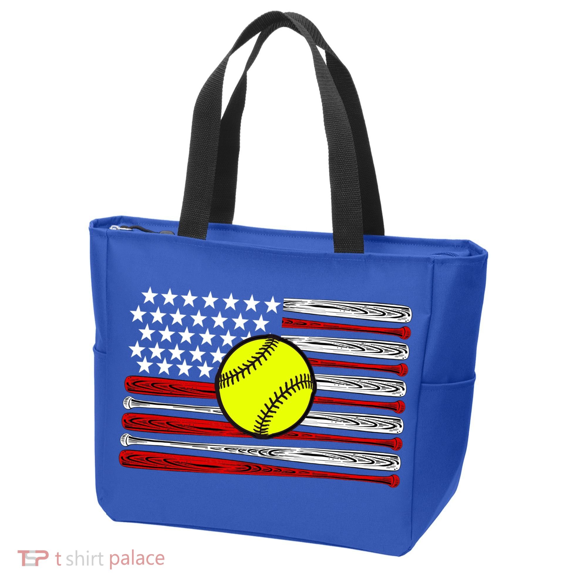American Softball Flag Tote Bag
