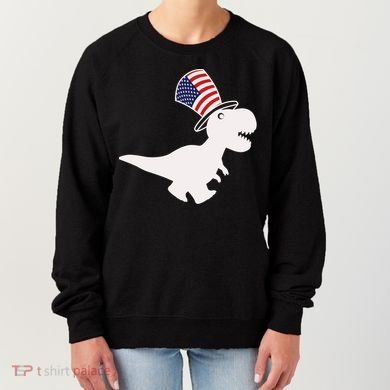 American T-Rex Dinosaur USA Flag Women's Sweatshirt