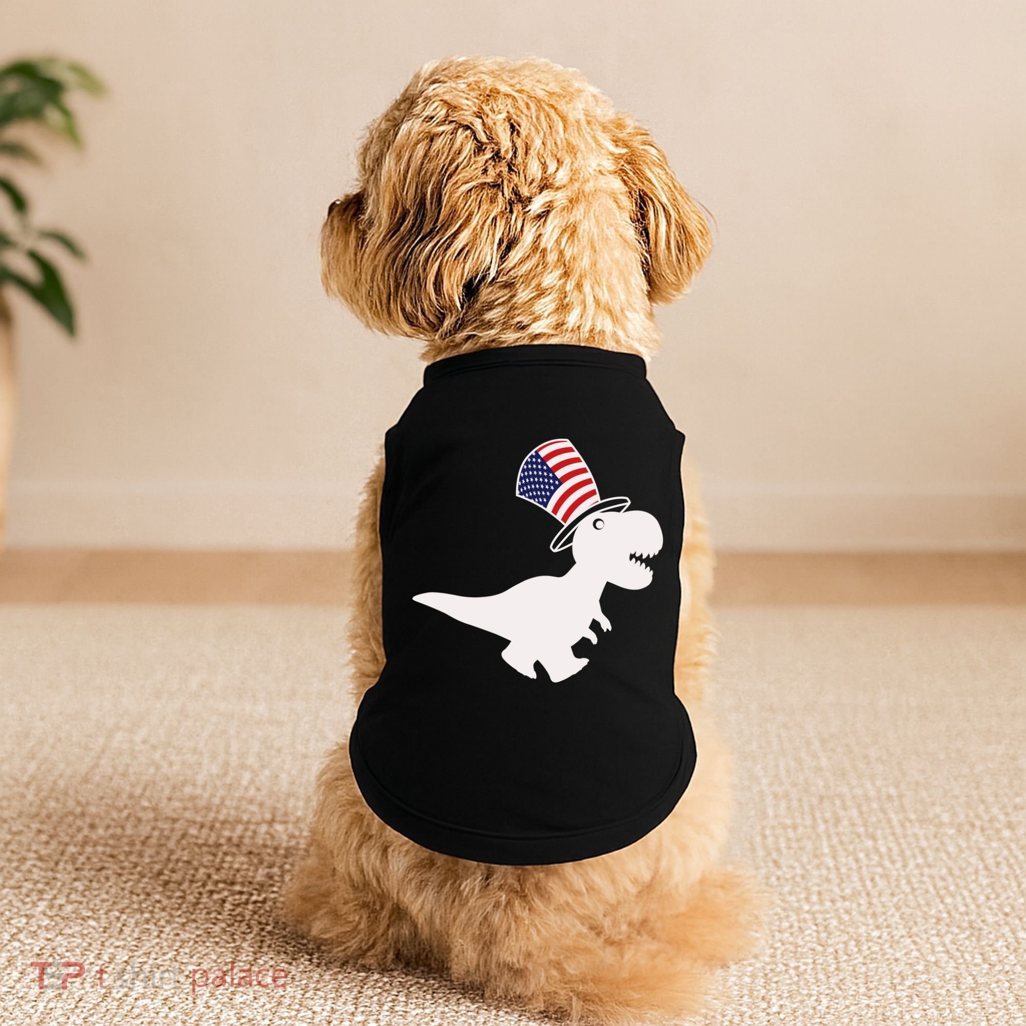 American T-Rex Dinosaur USA Flag Doggie Tank