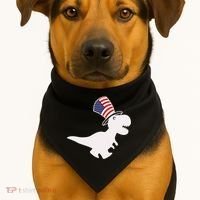 American T-Rex Dinosaur USA Flag USA-Made Doggie Bandana thumb 1