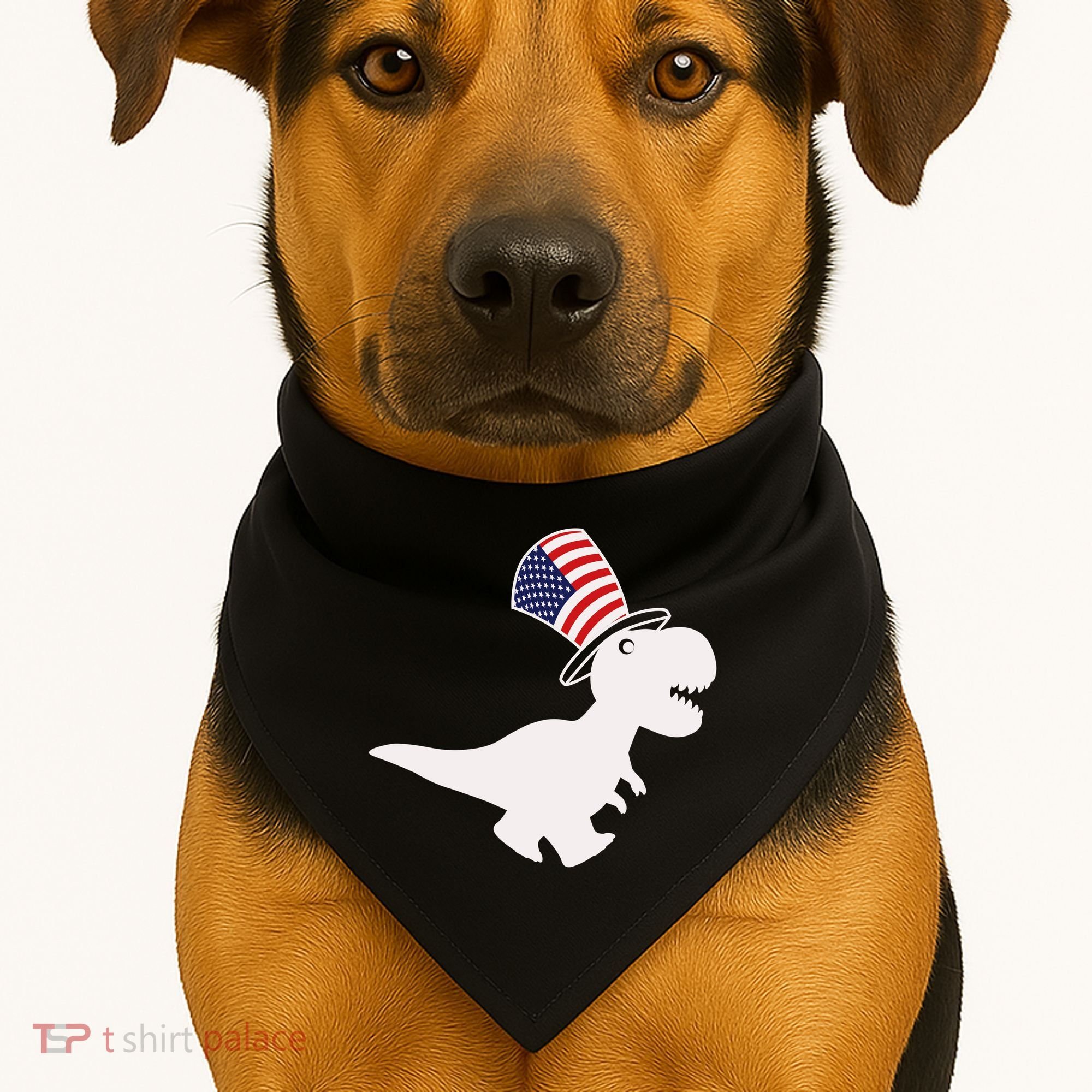American T-Rex Dinosaur USA Flag USA-Made Doggie Bandana