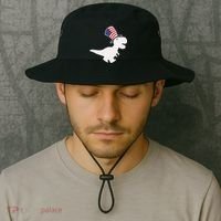American T-Rex Dinosaur USA Flag Bucket Hat thumb 2