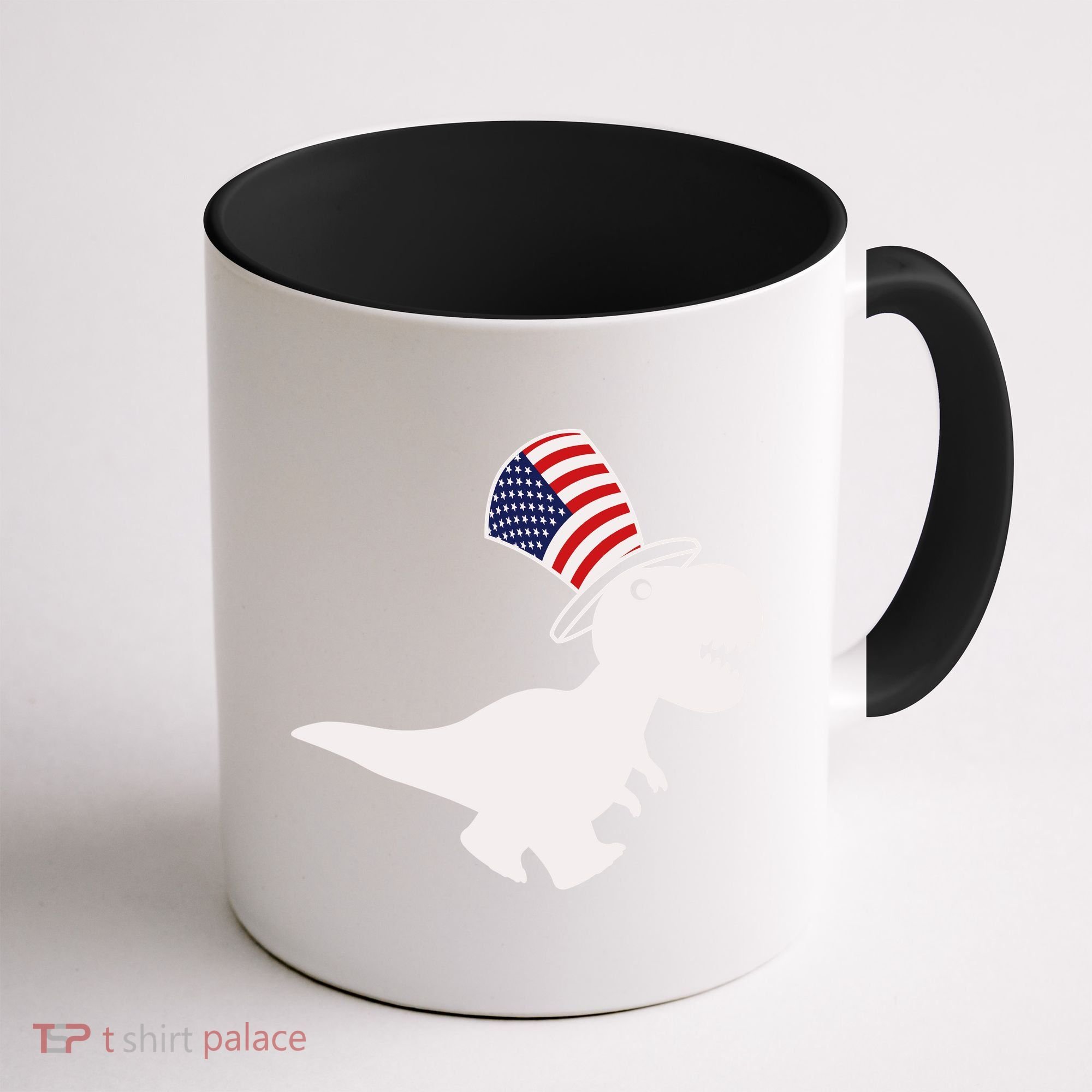 American T-Rex Dinosaur USA Flag Coffee Mug