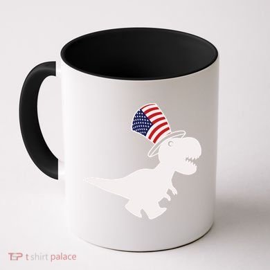 American T-Rex Dinosaur USA Flag Coffee Mug