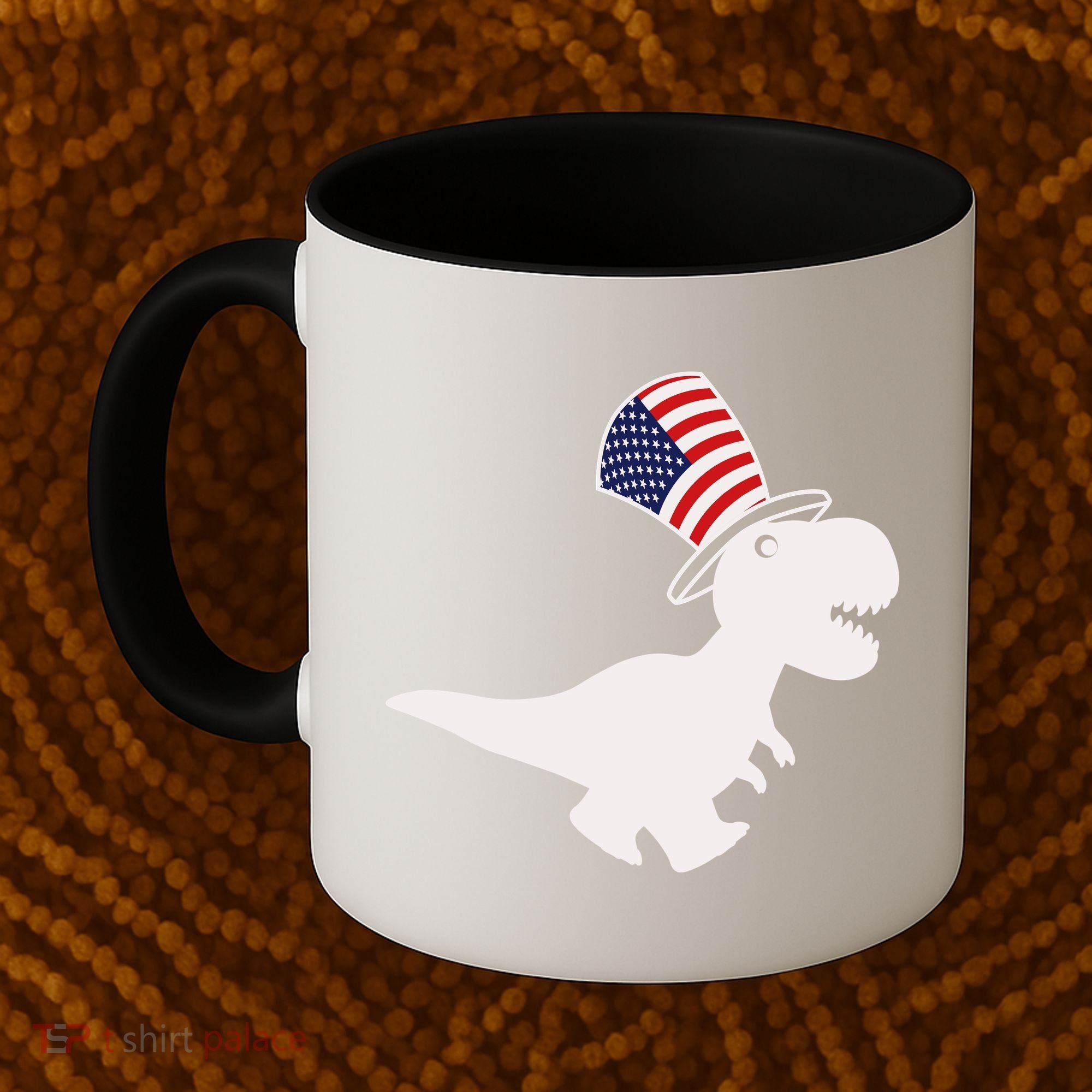 American T-Rex Dinosaur USA Flag Coffee Mug