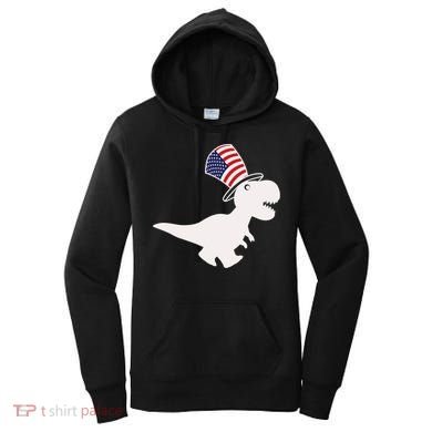 American T-Rex Dinosaur USA Flag Women's Hoodie