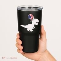 American T-Rex Dinosaur USA Flag Tumbler thumb 2