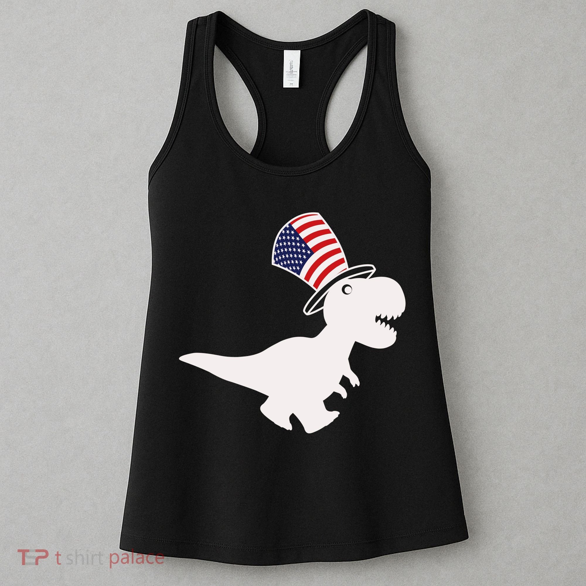 American T-Rex Dinosaur USA Flag Women's Tank Top