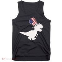 American T-Rex Dinosaur USA Flag Tank Top thumb 0